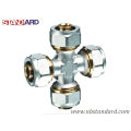 Pex-Al-Pex Fitting / Brass Cross Fitting con niquelado para tubería Pex-Al-Pex